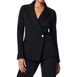 Spanx Assymetric one button blazer stretch‎ black preppy sz M